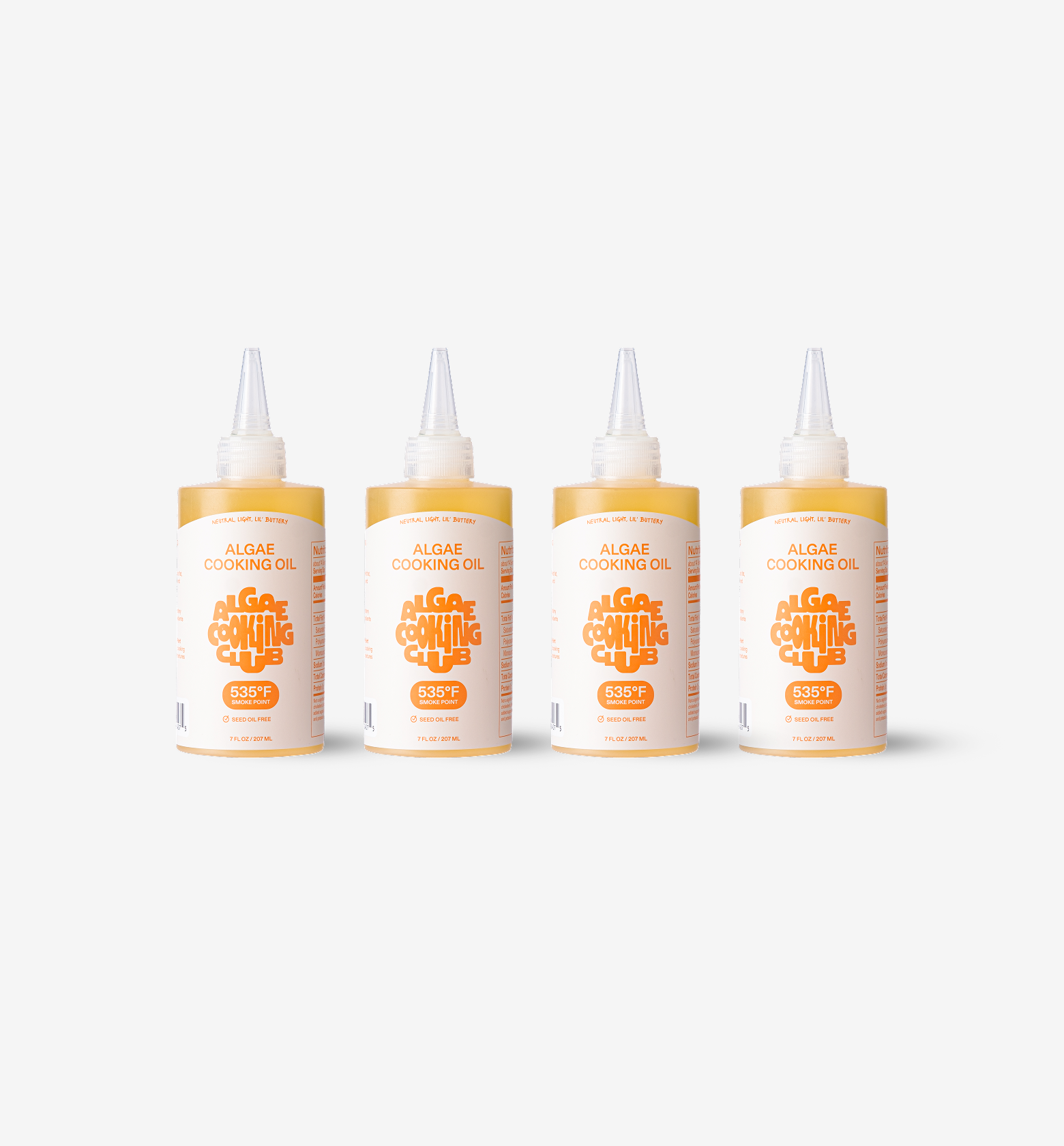 Algae Cooking Club algae cooking oil 4-pack, 7 fl oz squeeze bottles, 535°F smoke point, seed oil free